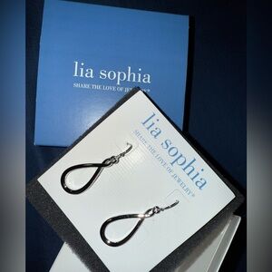 Lia Sophia “Infinity” Earrings with original display card, packaging and box.